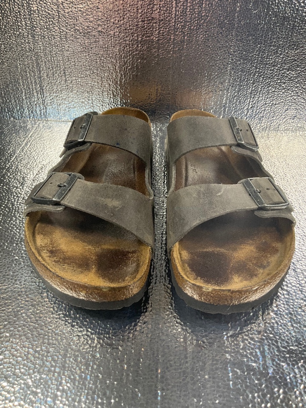 Birkenstock Arizona Soft Bed Gray Leather Men's Size 46 NO BOX